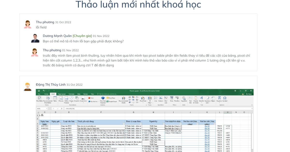 mục thảo luận khóa học gitiho