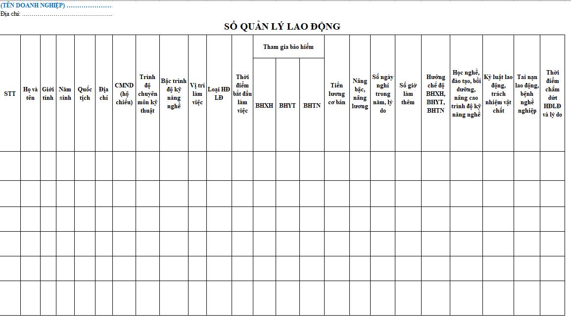 sổ quản lý lao động
