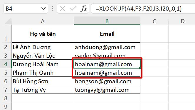 lỗi value trong excel khi dùng xlookup 5
