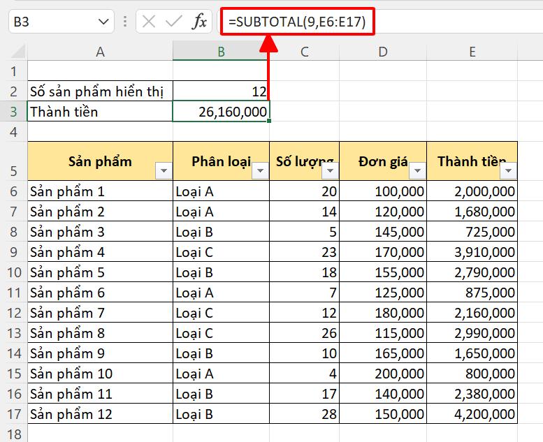 cách đếm số dòng trong excel 4