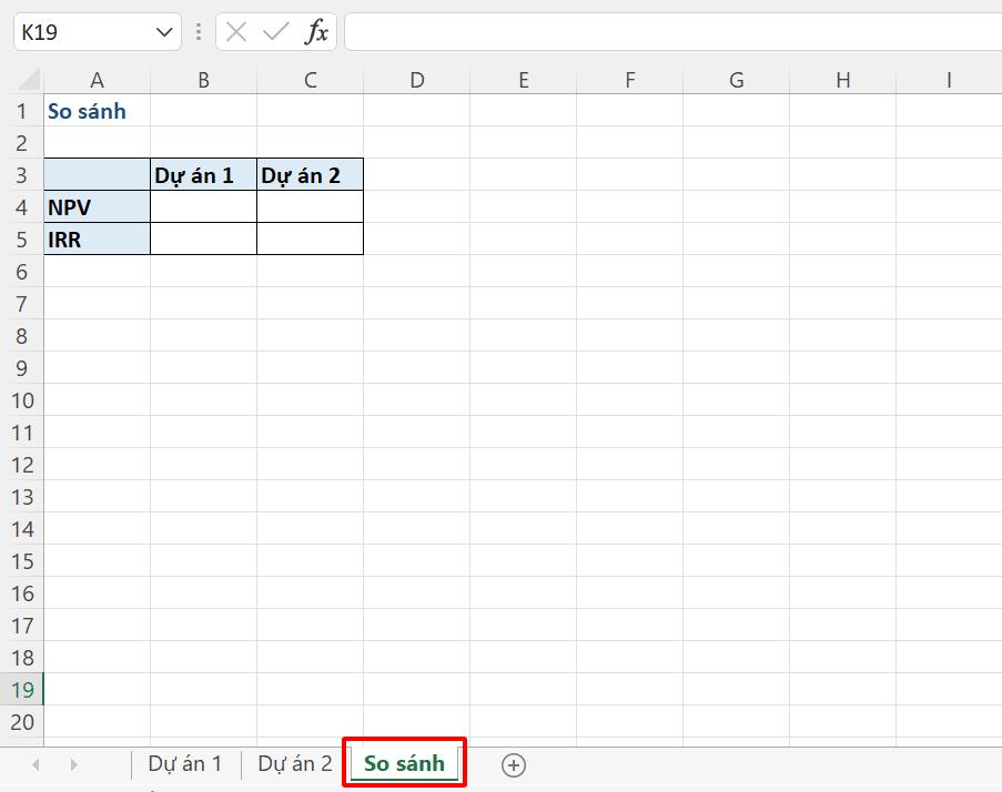 Sheet dùng để dán kết quả từ công thức của 2 sheet trước