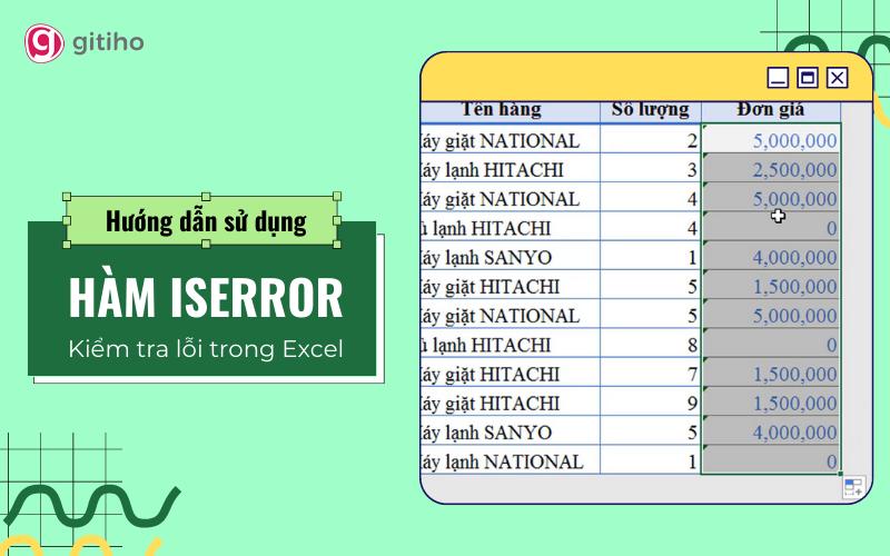 Hướng dẫn sử dụng hàm ISERROR để kiểm tra lỗi trong Excel