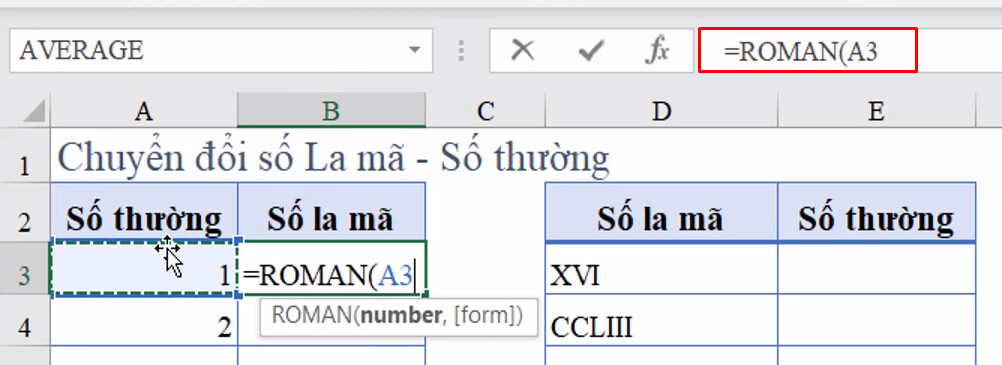 Cách chuyển số thường sang số La Mã trong Excel và ngược lại