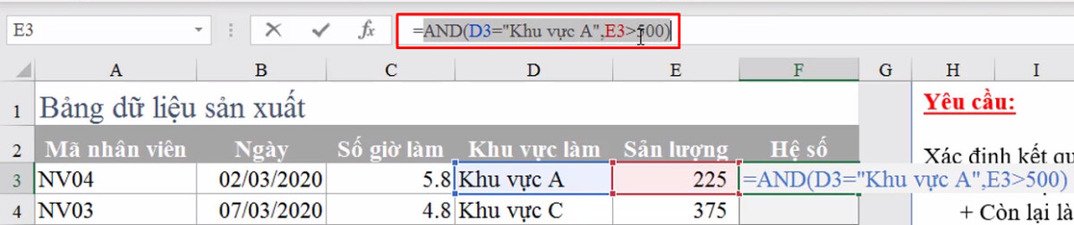 Kiến thức cần biết về hàm AND trong Excel và mệnh đề đồng thời