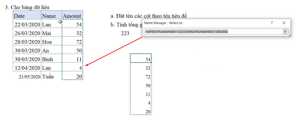 2 kỹ thuật đặt tên vùng dữ liệu trong Excel cực hay