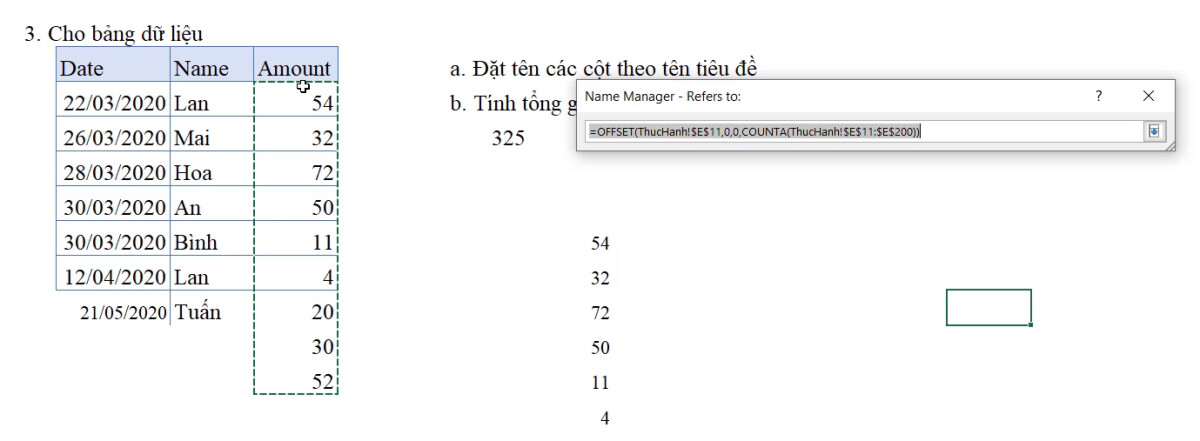 2 kỹ thuật đặt tên vùng dữ liệu trong Excel cực hay