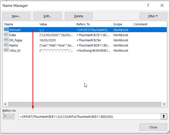 2 kỹ thuật đặt tên vùng dữ liệu trong Excel cực hay