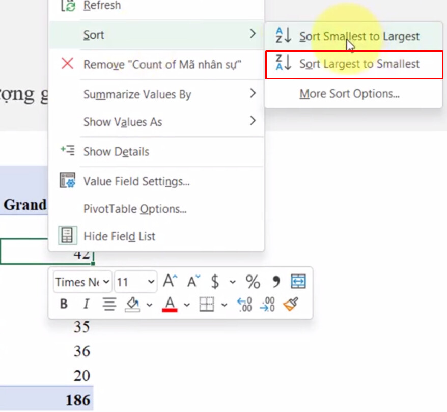 Cách sắp xếp dữ liệu và các bộ lọc trong Pivot Table