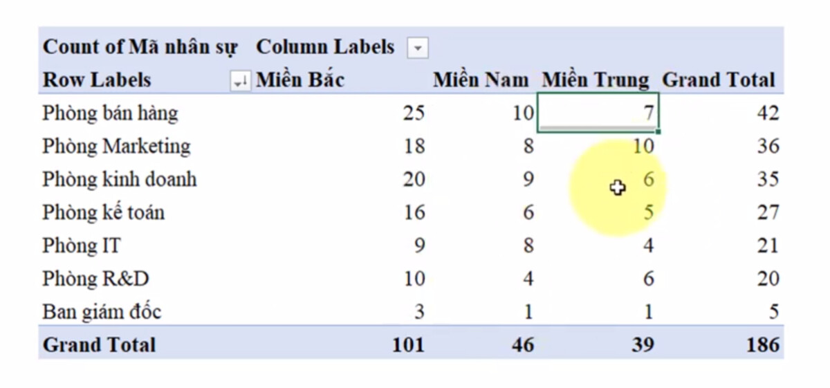 Cách sắp xếp dữ liệu và các bộ lọc trong Pivot Table