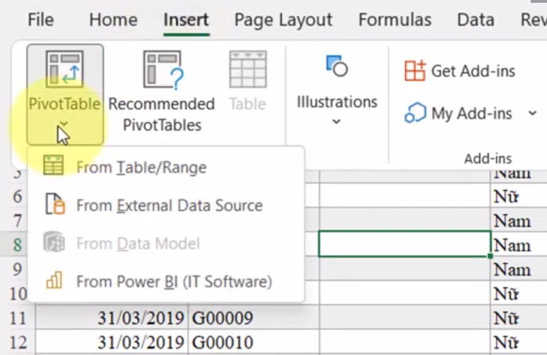 Cách sắp xếp dữ liệu và các bộ lọc trong Pivot Table