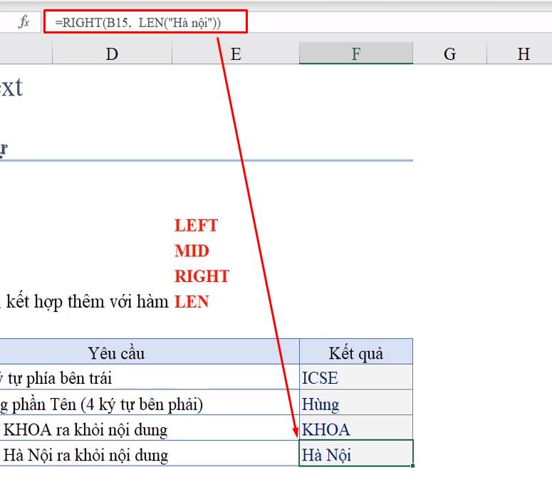 Hướng dẫn cách dùng 3 hàm phân tách chuỗi ký tự trong Excel