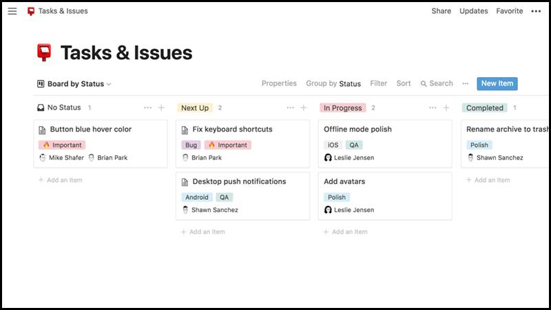 Giao diện tối giản của Notion