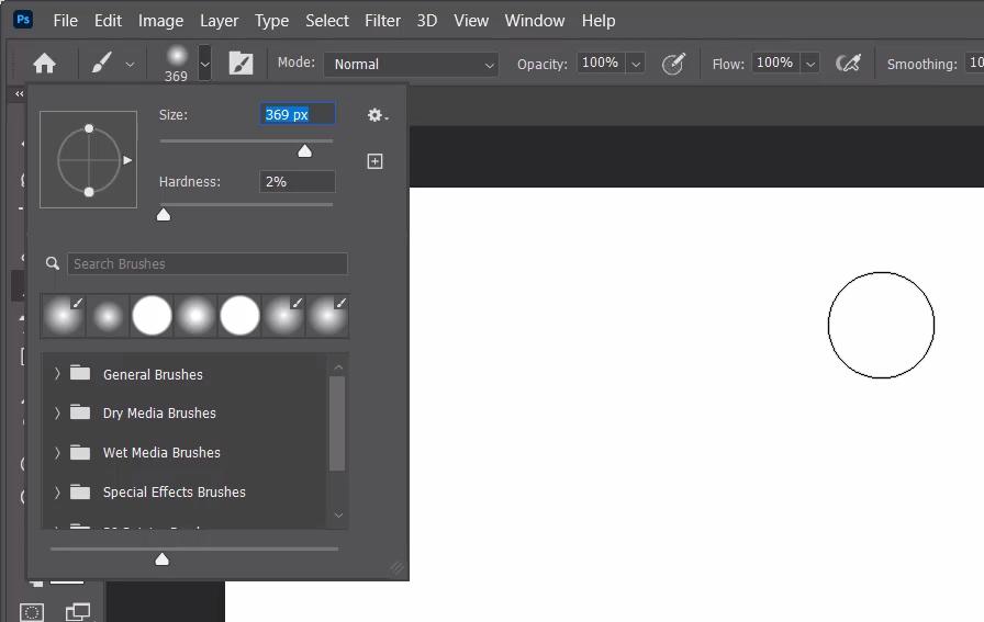 Brush Photoshop: Chỉnh size cho brush