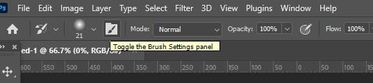 Brush Photoshop: Toggle the Brush Settings panel