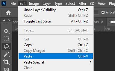 Cắt ảnh trong Photoshop: Dán phần hình ảnh đã cắt vào trang mới