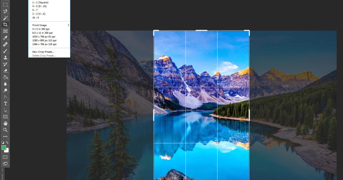 Cắt ảnh trong Photoshop: Chọn tỷ lệ khung hình để cắt ảnh