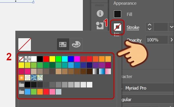 Cách tạo viền chữ trong Illustrator: Chọn mục Stroke để tạo viền