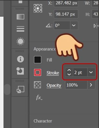 Cách tạo viền chữ trong Illustrator: Chỉnh độ dày của viền chữ