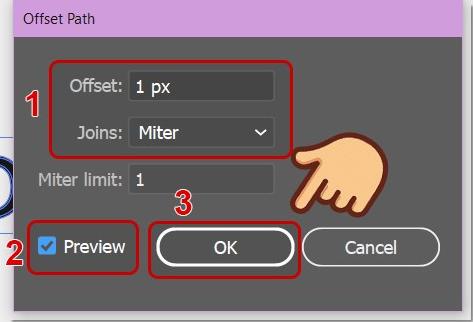 Cách tạo viền chữ trong Illustrator: Chỉnh sửa Offset Path