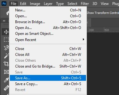 Cách xuất ảnh trong Photoshop: Chọn Save As để lưu file