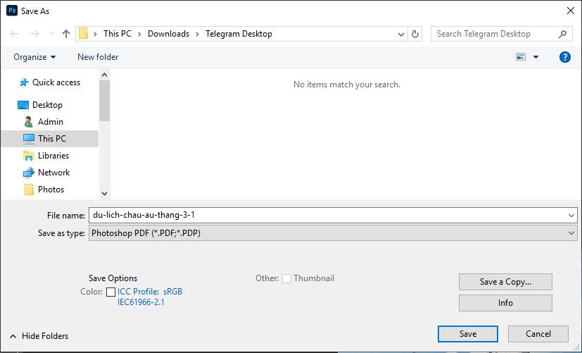 Cách xuất ảnh trong Photoshop: Chọn định dạng PDF
