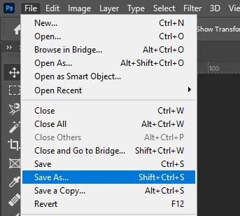 Cách xuất ảnh trong Photoshop: Chọn Save As