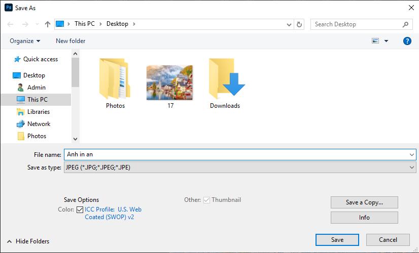 Cách xuất ảnh trong Photoshop: Lưu file ảnh