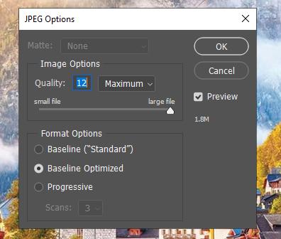 Cách xuất ảnh trong Photoshop: Chỉnh cất lượng ảnh