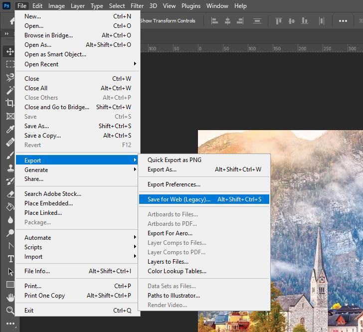 Cách xuất ảnh trong Photoshop: Xuất ảnh lên website trong Photoshop