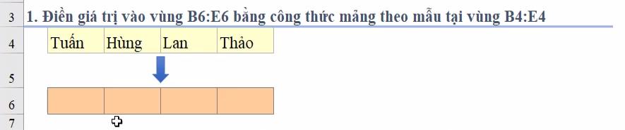 Cách điền giá trị vào nhiều ô cùng lúc bằng công thức mảng trong Excel