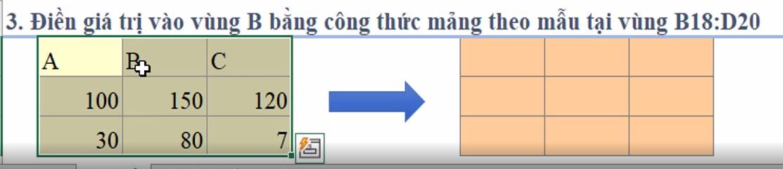 Cách điền giá trị vào nhiều ô cùng lúc bằng công thức mảng trong Excel