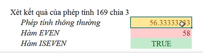 Cách dùng hàm ISEVEN, ISODD trong Excel kiểm tra giá trị chẵn lẻ