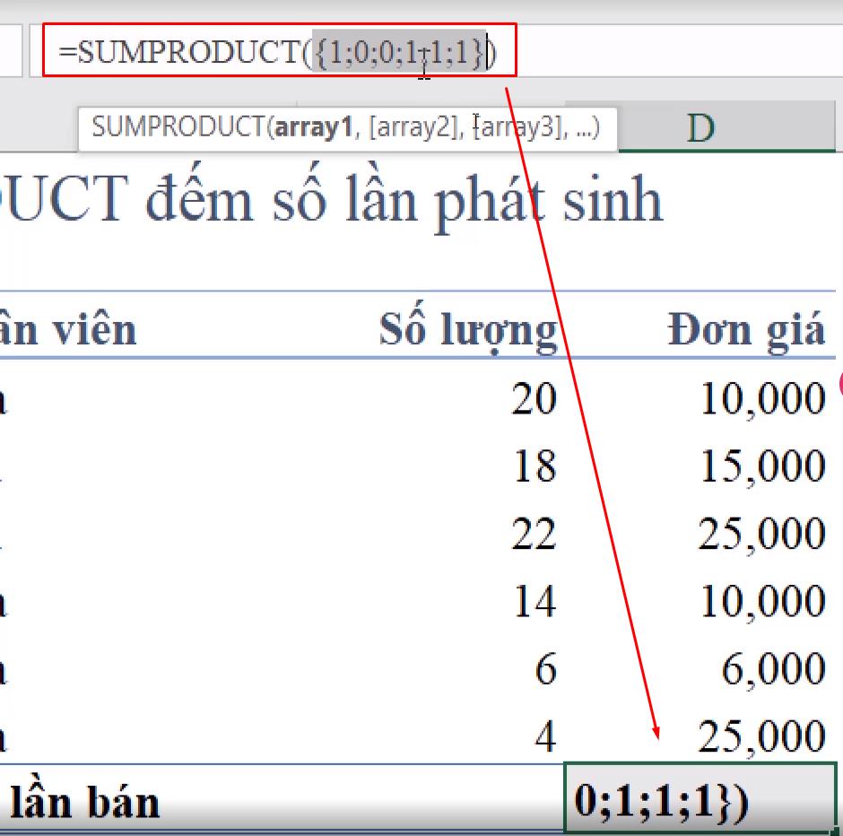 Hướng dẫn cách dùng hàm SUMPRODUCT để đếm trong Excel