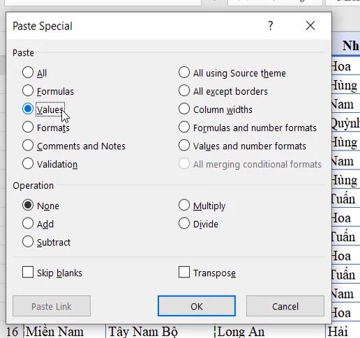 Thủ thuật Excel giúp làm đầy các ô trống trong bảng dữ liệu