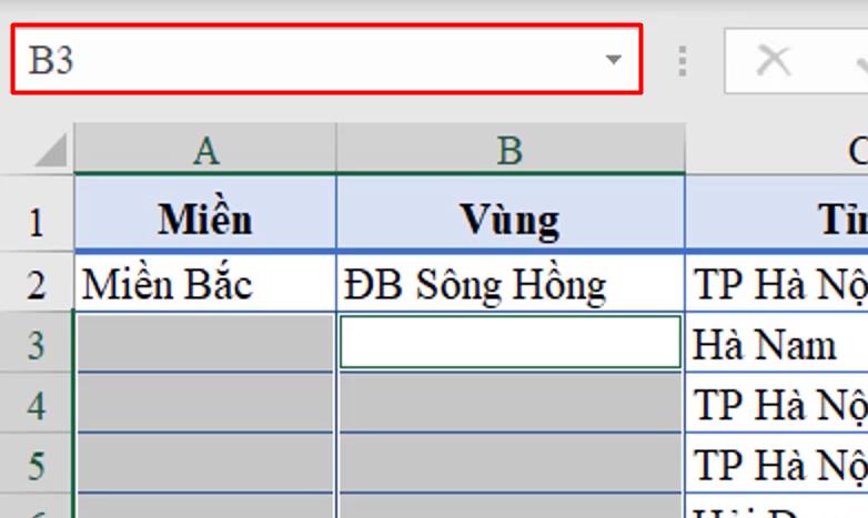 Thủ thuật Excel giúp làm đầy các ô trống trong bảng dữ liệu
