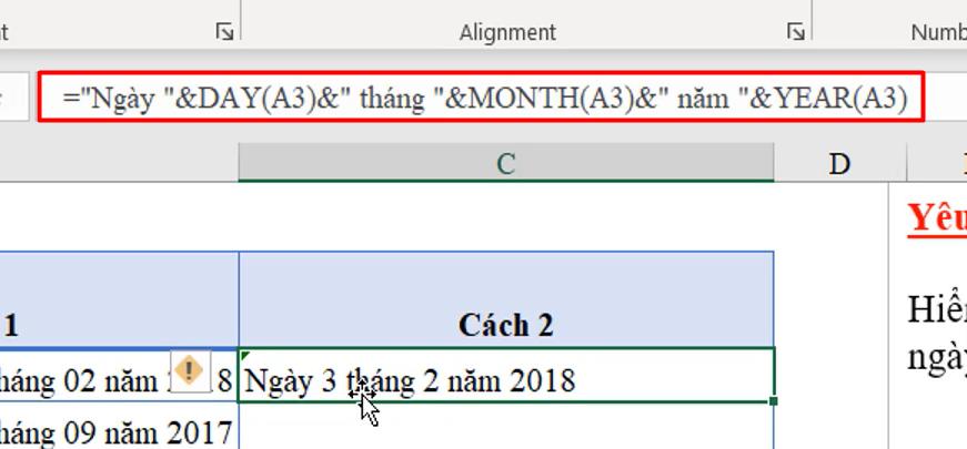 2 cách làm hiển thị đầy đủ dữ liệu ngày tháng trong Excel