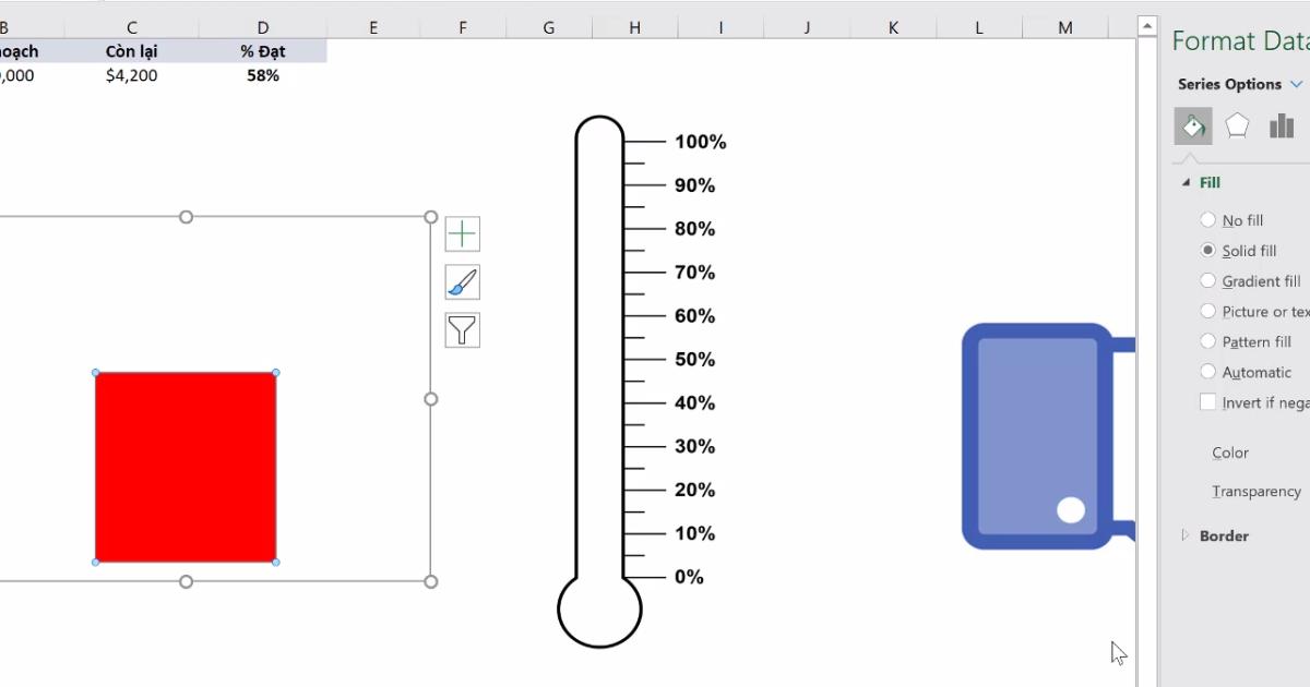Cách lồng hình ảnh vào biểu đồ trong Excel để thể hiện động lượng