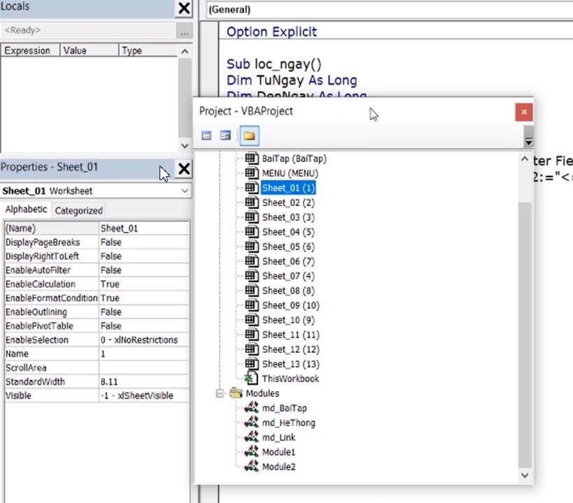 Hướng dẫn mở VBA trong Excel và tìm hiểu các cửa sổ làm việc trong VBA