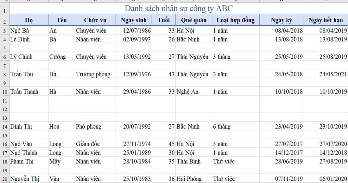 2 cách xóa dòng trống trong Excel nằm xen kẽ nhau trên bảng tính