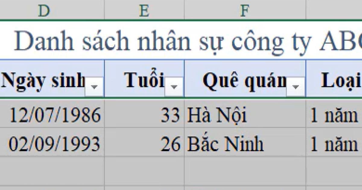 Biểu tượng lọc trong Excel