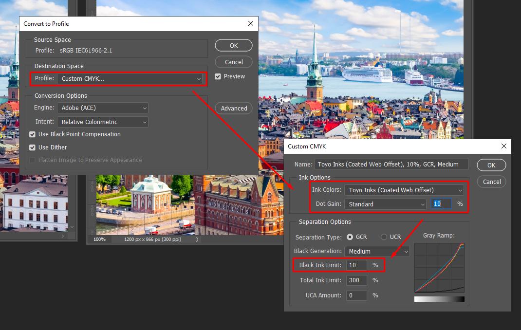 Đổi hệ màu trong Photoshop: Tùy chỉnh hệ màu CMYK