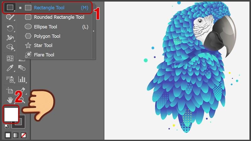 Đổi màu background trong AI: Mở công cụ Rectangle Tool