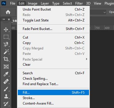 Đổi màu trong Photoshop: Mở công cụ Fill