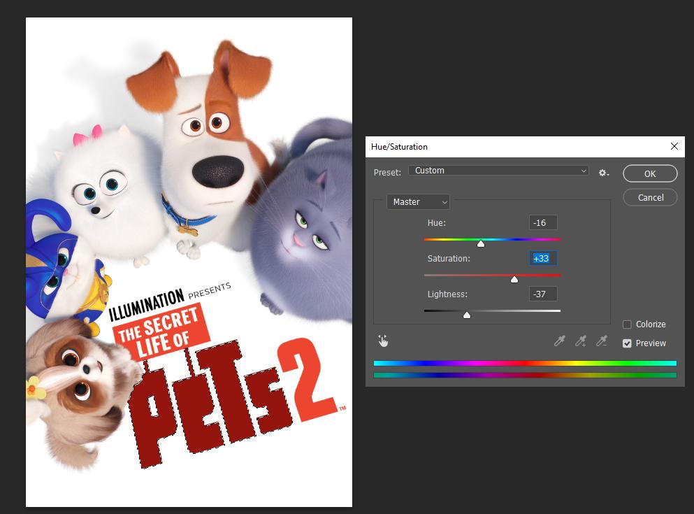 Đổi màu trong Photoshop: Đổi màu chữ với Hue/Saturation