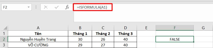 Cách dùng hàm ISFORMULA kiểm tra ô có chứa công thức trong Excel