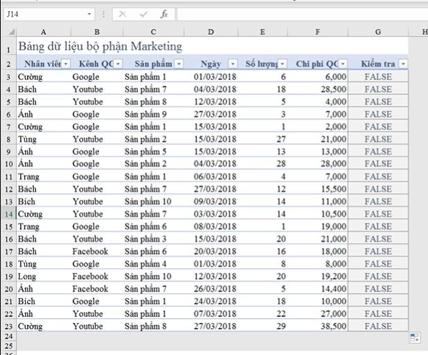 sao chép hàm kiểm tra giá trị trong excel