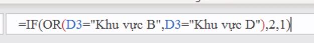 Lồng hàm IF với hàm hoặc trong excel