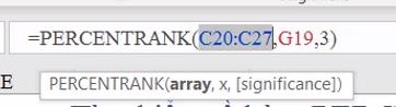 Hướng dẫn sử dụng hàm PERCENTRANK để xếp hạng theo phần trăm