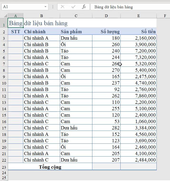 Ứng dụng hàm SUBTOTAL để lập báo cáo Excel chuyên nghiệp