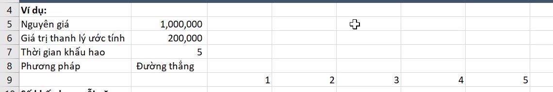 Hướng dẫn sử dụng các hàm trong Excel để tính khấu hao